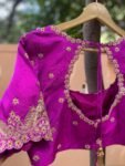 Hand Embroidered Silk Zardosi Blouse: Magenta Pink Maggam Work