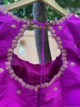Hand Embroidered Silk Zardosi Blouse: Magenta Pink Maggam Work