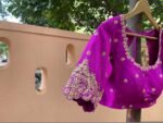 Hand Embroidered Silk Zardosi Blouse: Magenta Pink Maggam Work