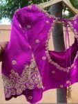 Hand Embroidered Silk Zardosi Blouse: Magenta Pink Maggam Work