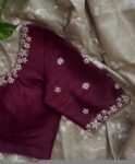 Hand Embroidered Zardosi Silk Blouse: Maroon Red Maggam Saree Blouse