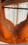 Hand Embroidered Zardosi Silk Blouse/Orange Maggam Work,hand work blouse,plus size blouses ,orange saree blouse,mix and match blouse USA