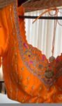 Hand Embroidered Zardosi Silk Blouse/Orange Maggam Work,hand work blouse,plus size blouses ,orange saree blouse,mix and match blouse USA