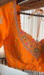 Hand Embroidered Zardosi Silk Blouse/Orange Maggam Work,hand work blouse,plus size blouses ,orange saree blouse,mix and match blouse USA