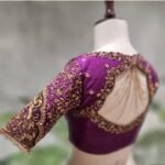 Purple Raw Silk Zardosi Blouse: Hand Embroidered Saree Blouse