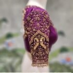 Purple Raw Silk Zardosi Blouse: Hand Embroidered Saree Blouse