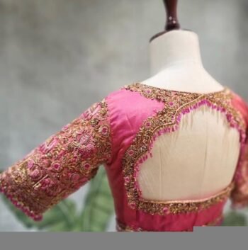 Hand Embroidered Silk Bridal Blouse: Zardosi Wedding Crop Top