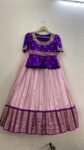 Handloom Kanjeevaram Silk Lehenga Set: Embroidered Peplum Top, Indian Wedding Dress