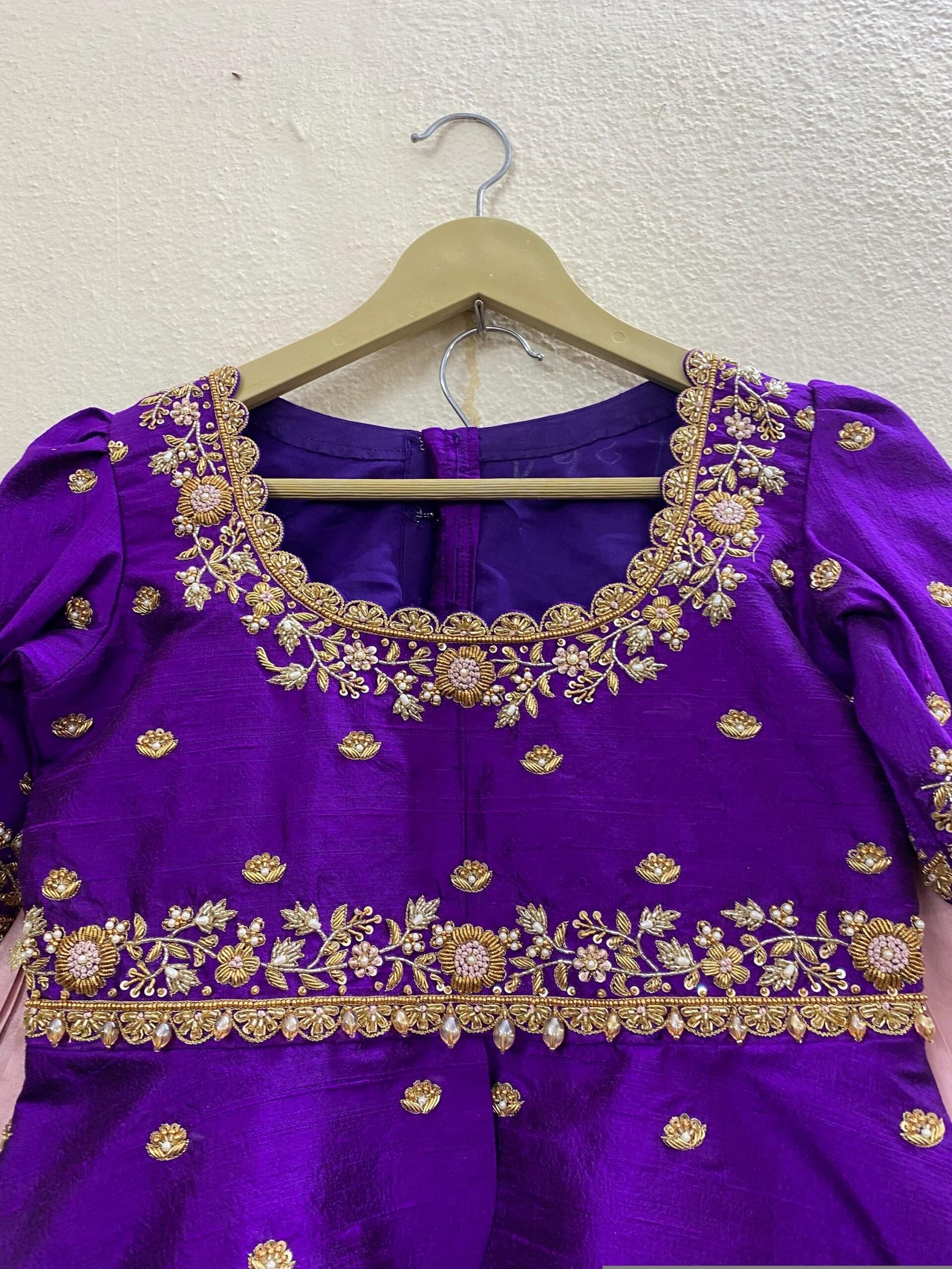 Handloom Kanjeevaram Silk Lehenga Set: Embroidered Peplum Top, Indian Wedding Dress
