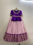 Handloom Kanjeevaram Silk Lehenga Set: Embroidered Peplum Top, Indian Wedding Dress