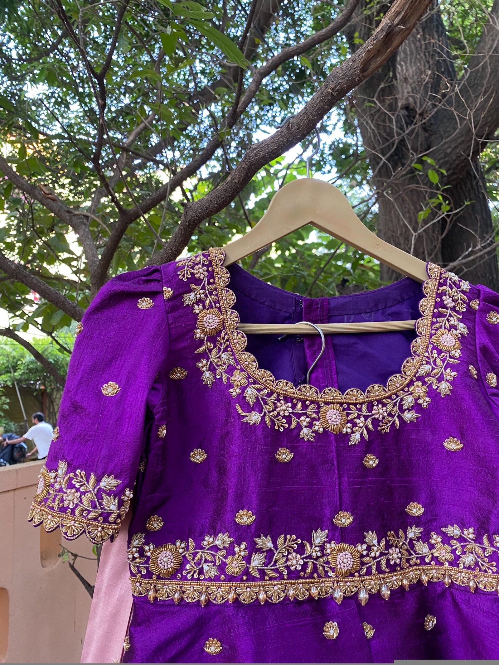 Handloom Kanjeevaram Silk Lehenga Set: Embroidered Peplum Top, Indian Wedding Dress