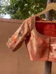 pure silk hand embroidery blouse/elbow sleeve maggam blouse/paithani zardosi blouse/hand embroidered blouse/red Paithani ready made blouse
