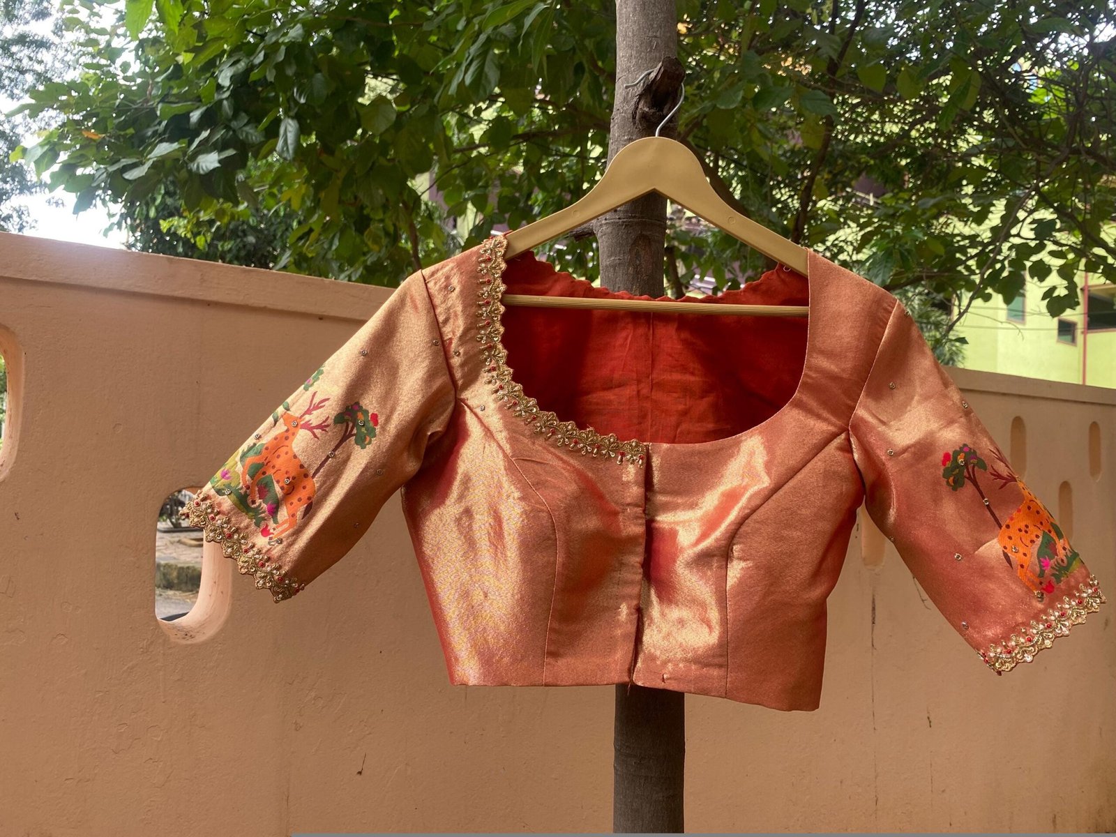 pure silk hand embroidery blouse/elbow sleeve maggam blouse/paithani zardosi blouse/hand embroidered blouse/red Paithani ready made blouse