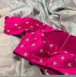 Hand Embroidered Silk Zardosi Blouse: Magenta Pink Maggam Work