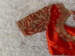 Orange Raw Silk Zardosi Blouse: Hand Embroidered Saree Top