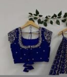 Hand Embroidered Silk Blouse: Royal Blue Zardosi Sari Top
