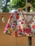 Hand Embroidered Silk Blouse: Light Pink Zardosi Maggam Work