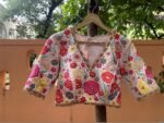 Hand Embroidered Silk Blouse: Light Pink Zardosi Maggam Work