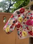 Hand Embroidered Silk Blouse: Light Pink Zardosi Maggam Work