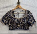 Hand Embroidered Silk Bridal Blouse/Royal & Navy Blue Zardosi,blue maggam blouse,heavy bridal blouse,plus size blouses,mix and match blouses
