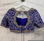 Hand Embroidered Silk Bridal Blouse/Royal & Navy Blue Zardosi,blue maggam blouse,heavy bridal blouse,plus size blouses,mix and match blouses