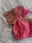 Hand Embroidered Silk Blouse: Light Pink Zardosi Maggam Work