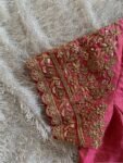 Hand Embroidered Silk Blouse: Light Pink Zardosi Maggam Work