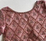Hand Embroidered Silk Blouse: Light Pink Zardosi Crop Top