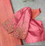 Peach Silk Zardosi Blouse: Hand Embroidered Indian Crop Top