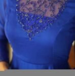 Hand Embroidered Royal Blue Anarkali Suit: Organza Dupatta, Indian Dress