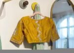 Hand Embroidered Zardosi Silk Blouse: Mustard Yellow Saree Top,handwork saree blouse , pure silk hand work blouse, mix and match blouses usa