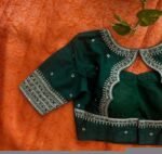 Bottle green silk hand embroidery blouse/saree maggam green blouse/red saree blouse/green hand embroidered blouse /ready made blouse zardosi