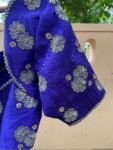 Royal Blue Silk Saree Blouse: Hand Embroidered Zardosi Maggam,elbow Sleeve,handwork 42 size blouses , blue saree blouse,mix and match blouse