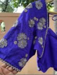 Royal Blue Silk Saree Blouse: Hand Embroidered Zardosi Maggam,elbow Sleeve,handwork 42 size blouses , blue saree blouse,mix and match blouse