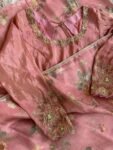 Pink tissue silk saree with hand embroidered blouse/pink saree with pink hand work blouse|floral sarees /pink floral silk saree with blouse
