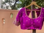 Hand Embroidered Silk Zardosi Blouse: Magenta Pink Maggam Work
