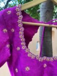 Hand Embroidered Silk Zardosi Blouse: Magenta Pink Maggam Work