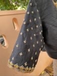 Hand Embroidered Silk Saree Blouse: Black Zardosi Maggam Work