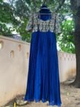 Hand Embroidered Zardosi Anarkali Suit: Navy Blue Indian Dress with Dupatta