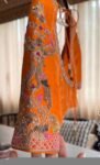 Hand Embroidered Zardosi Silk Blouse/Orange Maggam Work,hand work blouse,plus size blouses ,orange saree blouse,mix and match blouse USA