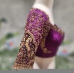 Purple Raw Silk Zardosi Blouse: Hand Embroidered Saree Blouse