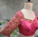 Hand Embroidered Silk Bridal Blouse: Zardosi Wedding Crop Top