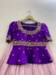 Handloom Kanjeevaram Silk Lehenga Set: Embroidered Peplum Top, Indian Wedding Dress