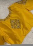 pure silk hand embroidery blouse / saree maggam yellow blouse /yellow blouse/ hand embroidered blouse / ready made blouse zardosi/voggish