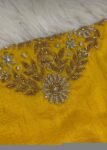 pure silk hand embroidery blouse / saree maggam yellow blouse /yellow blouse/ hand embroidered blouse / ready made blouse zardosi/voggish