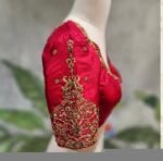Hand Embroidered Pure Silk Bridal Blouse: Red Zardosi Maggam Work, red saree blouse,handwork blouse,maggam work blouse,mix and match blouse