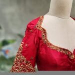 Hand Embroidered Pure Silk Bridal Blouse: Red Zardosi Maggam Work, red saree blouse,handwork blouse,maggam work blouse,mix and match blouse