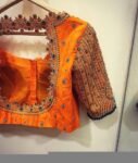 Orange Raw Silk Zardosi Blouse: Hand Embroidered Saree Top
