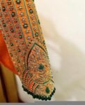 Orange Raw Silk Zardosi Blouse: Hand Embroidered Saree Top
