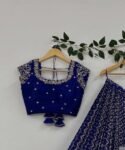Hand Embroidered Silk Blouse: Royal Blue Zardosi Sari Top
